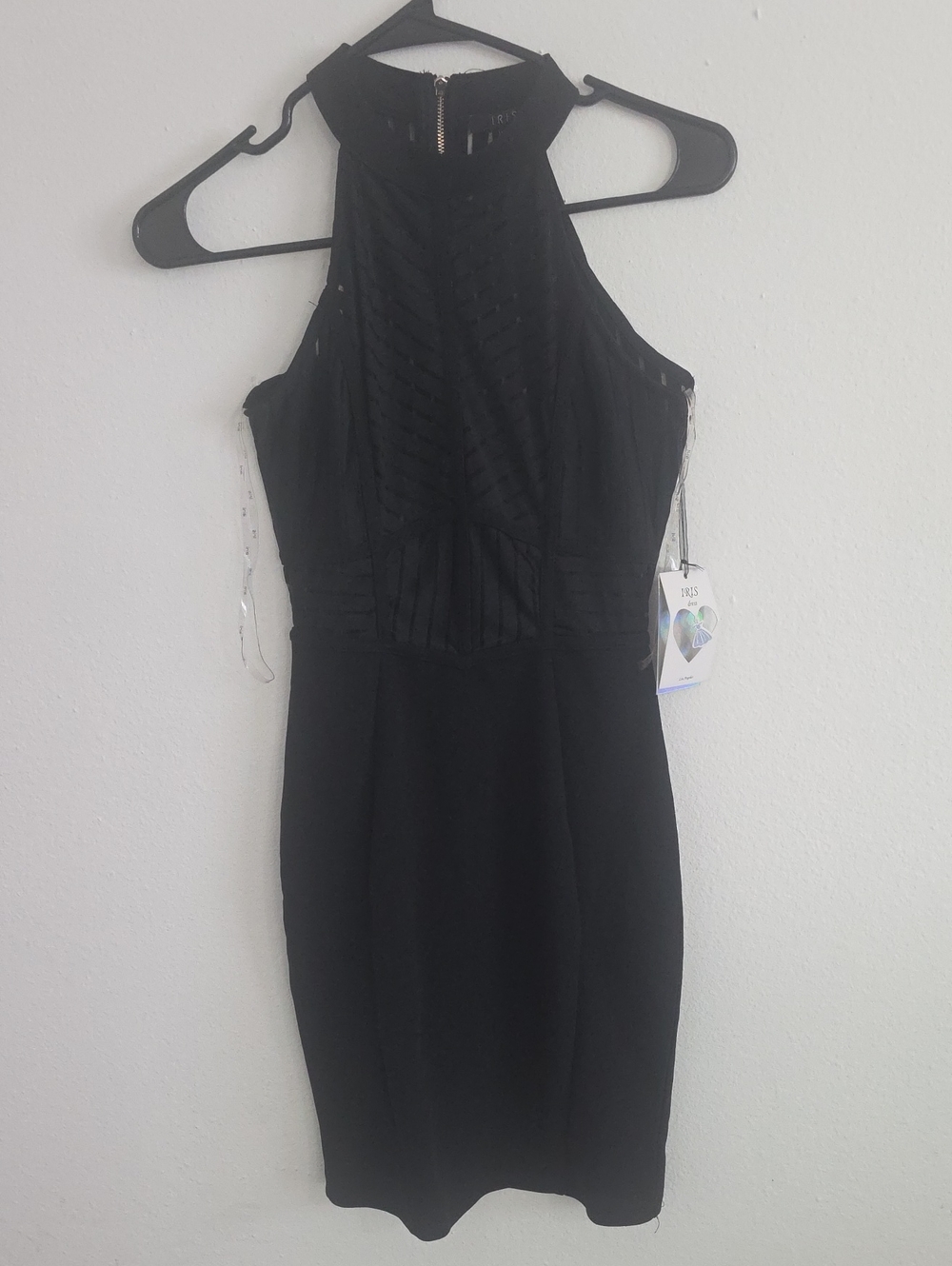 iris Black Halter Mini Dress